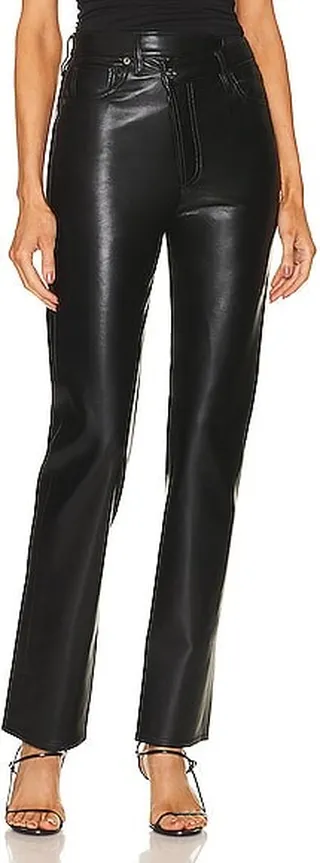 AGOLDE Recycled Leather Criss Cross Straight in Black