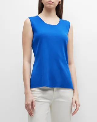 Scoop-Neck Side-Slit Knit Tank