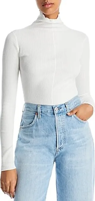 Lvir Fleece Ribbed Turtleneck Top