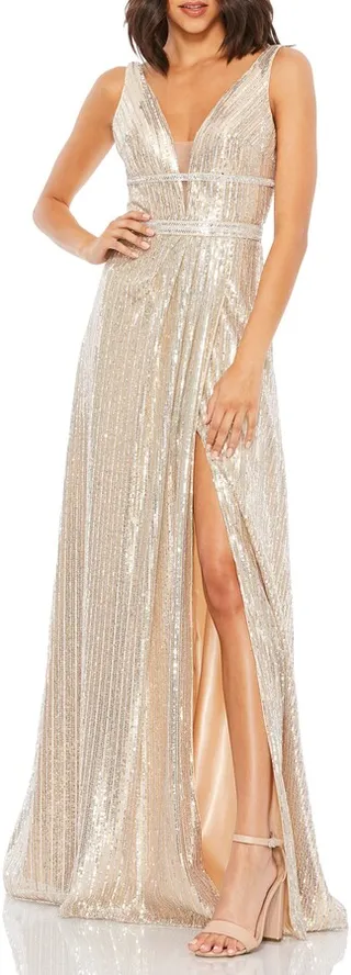 Metallic Sequin Gown