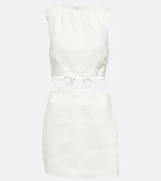 Cut-out linen minidress