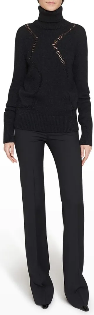 Zigzag Lattice Turtleneck Sweater