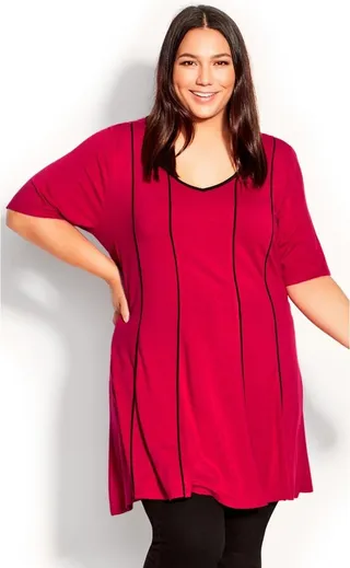 AVENUE | Women's Plus Size Swing Panel Tunic - red - 14W