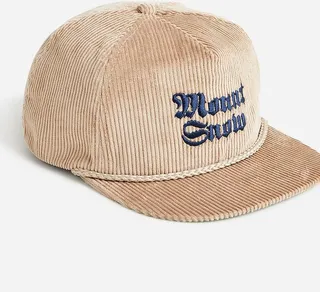 Mount Snow X J.Crew embroidered baseball cap in corduroy