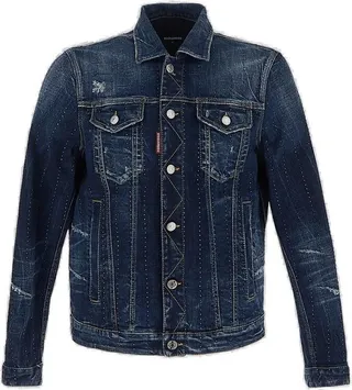 Dsquared2 Distressed Buttoned Denim Jacket