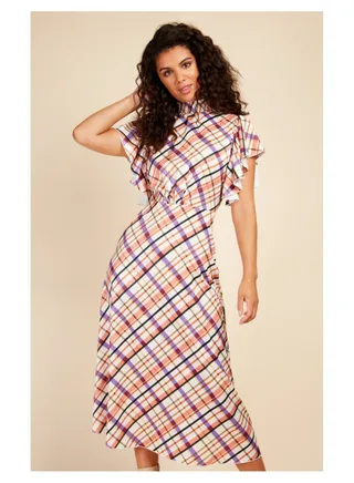 Little Mistress Check Satin Midaxi