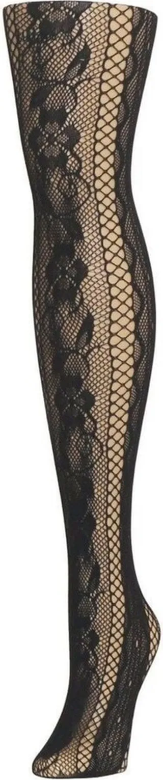 MeMoi Women's Linear Floral Net Tights Stockings