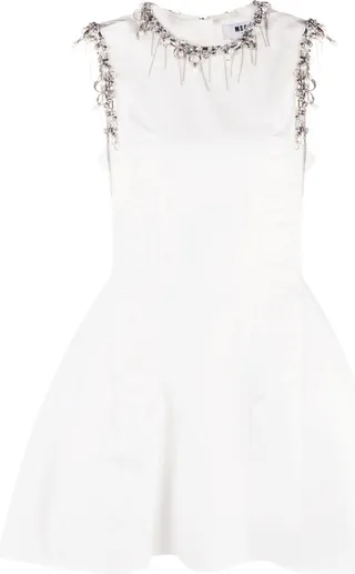 Jewelled-Trim Sleeveless Minidress