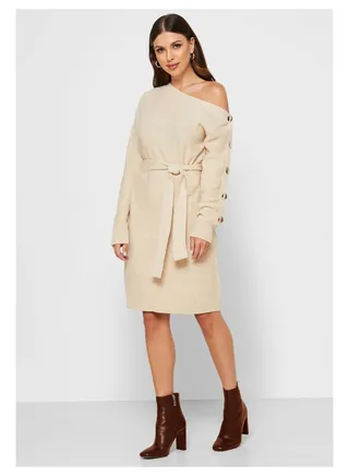 Little Mistress Cream Knit Dress