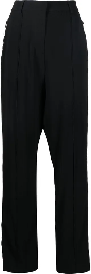 Lace-Up Detail Straight-Leg Trousers