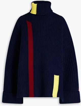 Samia color-block ribbed merino wool turtleneck sweater