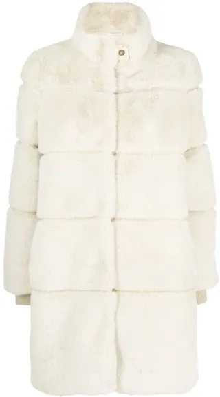 Faux-Shearling Button-Up Coat