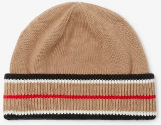 Burberry Reversible Icon Stripe Cashmere Cotton Beanie