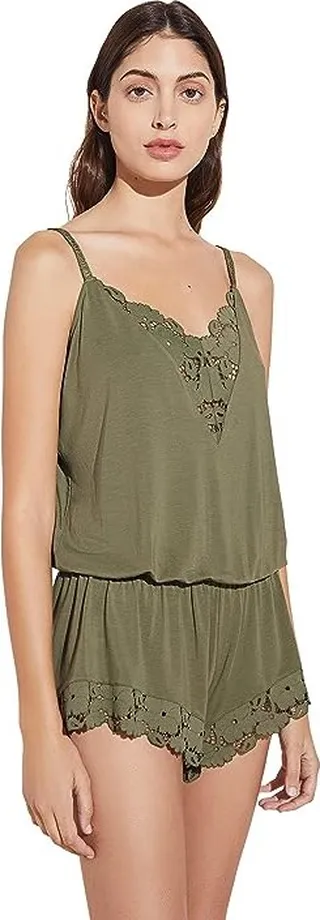 Eberjey Naya - The Double Inset Teddy (Olive) Women's Pajama Sets
