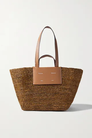 Proenza Schouler White Label - Morris Large Leather-trimmed Raffia Tote - Yellow