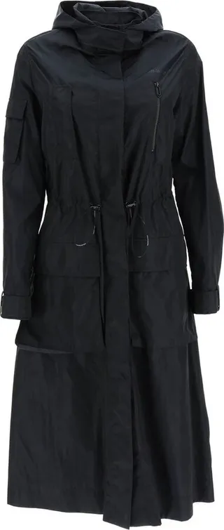 Off-White Diag-Stripe Long-Sleeved Hooded Raincoat