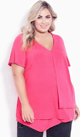 AVENUE | Women's Plus Size Nova Layered Tunic - pink - 20W