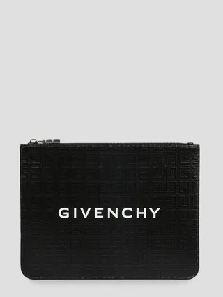 Givenchy large 4G coated canvas pouch with logo printed on the front.