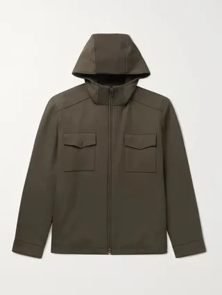 Holburn Rain System Stretch-Wool Hooded Jacket