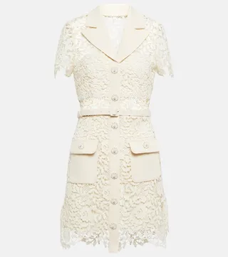 Belted floral lace minidress