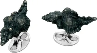 Deakin & Francis - Deakin & Francis Sterling Silver Black Seashell Cufflinks