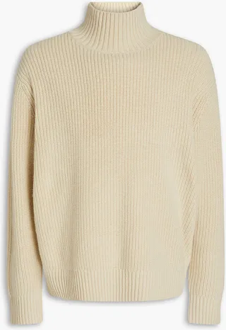 Ribbed wool turtleneck sweater