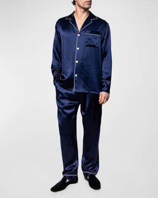 Men's Piped Silk Pajama Set