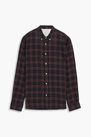 Checked cotton-blend voile shirt