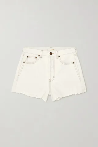 SAINT LAURENT - Distressed Denim Shorts - White
