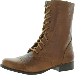 Troopa Womens Leather Lace Up Combat Boots