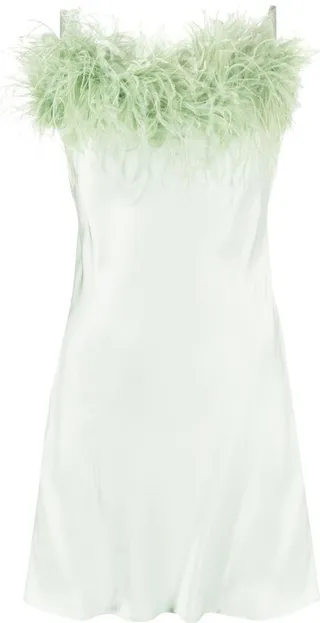 Boheme feather-trim minidress