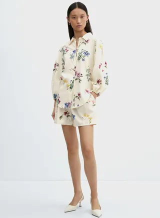 Balloon Sleeve Floral Print Shirt