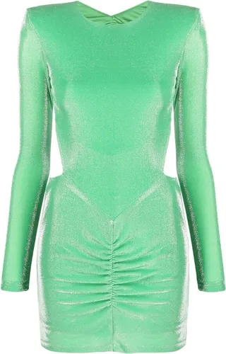 Green Metallic Ruched Mini Dress