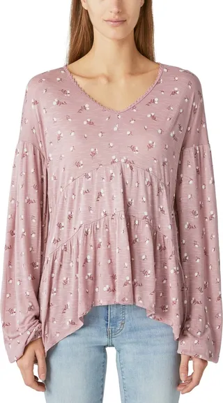 Lucky Brand Women's Floral-Print Tiered Tunic