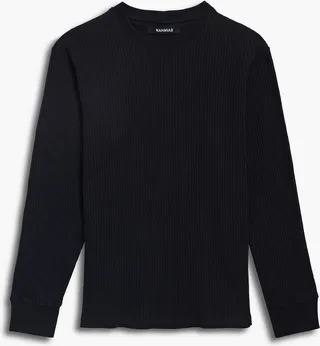 Embroidered waffle-knit cotton T-shirt