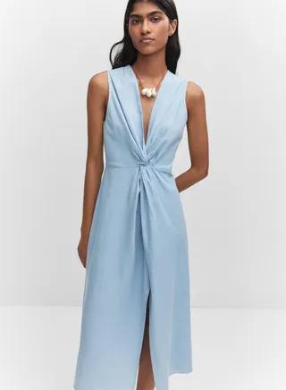 Front Knot Slit Dress