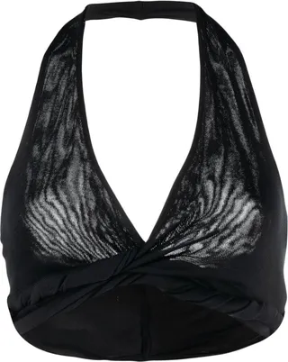 Twist-Detailed Halterneck Cropped Top