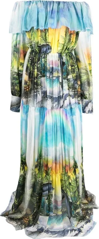 Hawaii pleated maxi dress