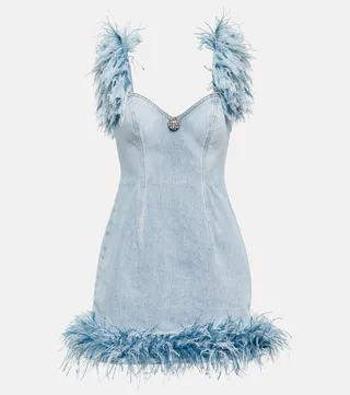 Feather-trimmed minidress