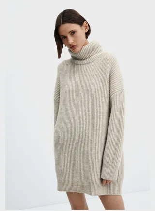 Turtleneck Ribbed Dress