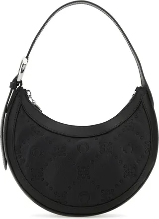 Shoulder bag realized in calf leather characterized by embossed logoed motif at the front and the back.