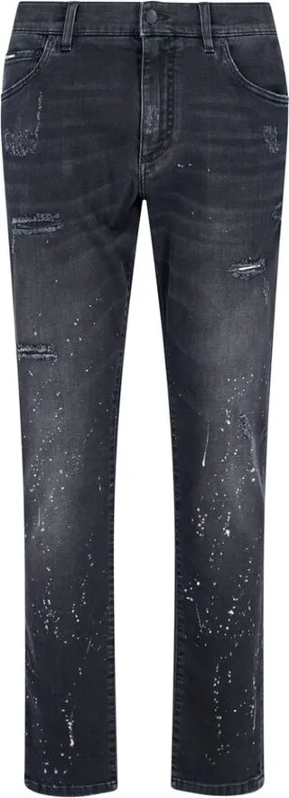 Dolce & Gabbana Paint Splatter Distressed Jeans