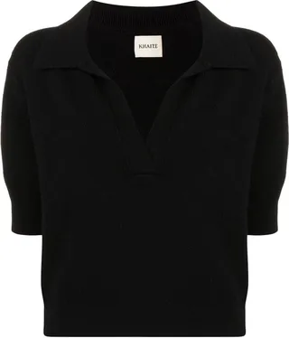 Spread-Collar Knit Top