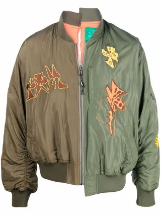 Two-Tone Embroidered Bomber Jacket