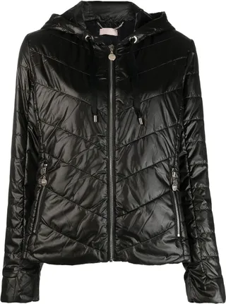 Chevron-Quilt Hooded Jacket