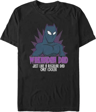 Men's Marvel Black Panther Wakandan Dad Just Like a Regular Dad Only Cooler T-Shirt - Black - X Large