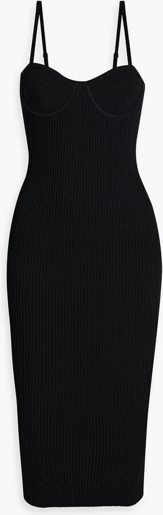 Ribbed-knit midi dress