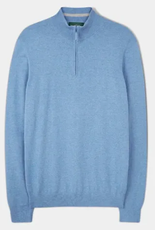 Men'S Stowbridge Half Zip Neck Sweater in Carolina Blue