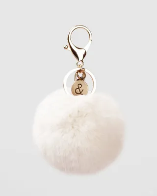 Belle & Bloom Faux Fur Pom Pom Keychain - Vanilla