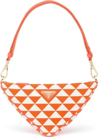 Triangle-Logo Embroidered Mini Bag